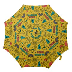 Colorful-funny-christmas-pattern Cool Ho Ho Ho Lol Hook Handle Umbrellas (small) by Amaryn4rt