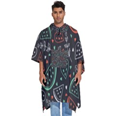 Seamless-vector-pattern-with-watermelons-mint -- Men s Hooded Rain Ponchos by Amaryn4rt