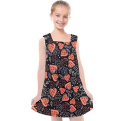Seamless-vector-pattern-with-watermelons-hearts-mint Kids  Cross Back Dress by Amaryn4rt