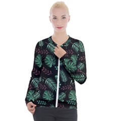 Abstract-seamless-pattern-with-tropical-leaves-hand-draw-texture-vector Casual Zip Up Jacket by Amaryn4rt