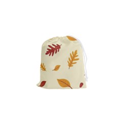 Leaves Autumn Fall Background Drawstring Pouch (xs) by Pakjumat