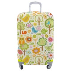 Nature Doodle Art Trees Birds Owl Children Pattern Multi Colored Luggage Cover (medium) by Pakjumat