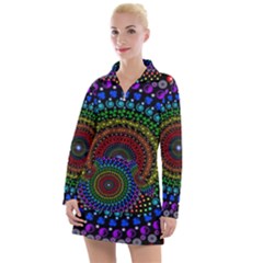 3d Psychedelic Shape Circle Dots Color Women s Long Sleeve Casual Dress by Modalart