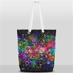 Psychedelic Bubbles Abstract Full Print Rope Handle Tote (small) by Modalart