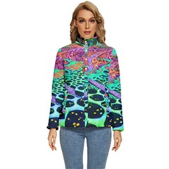 Psychedelic Blacklight Drawing Shapes Art Women s Puffer Bubble Jacket Coat by Modalart