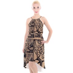 Artistic Psychedelic High-low Halter Chiffon Dress  by Modalart