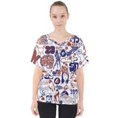 Artistic Psychedelic Doodle V-neck Dolman Drape Top by Modalart