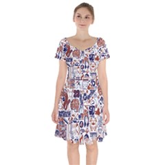 Artistic Psychedelic Doodle Short Sleeve Bardot Dress by Modalart