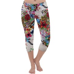 Valentine s Day Heart Artistic Psychedelic Capri Yoga Leggings by Modalart