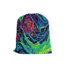 Color Colorful Geoglyser Abstract Holographic Drawstring Pouch (large) by Modalart