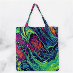 Color Colorful Geoglyser Abstract Holographic Grocery Tote Bag by Modalart