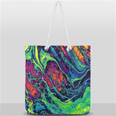 Color Colorful Geoglyser Abstract Holographic Full Print Rope Handle Tote (large) by Modalart
