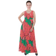 Texture Sweet Strawberry Dessert Food Summer Pattern Empire Waist Velour Maxi Dress by Sarkoni