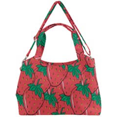 Texture Sweet Strawberry Dessert Food Summer Pattern Double Compartment Shoulder Bag by Sarkoni