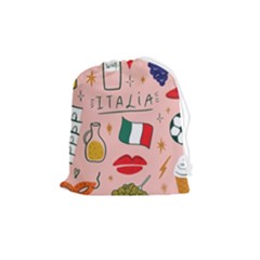 Food Pattern Italia Drawstring Pouch (medium) by Sarkoni