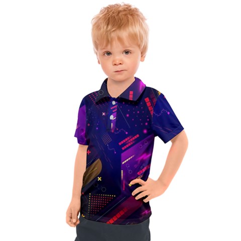Vector Design Gamming Sytle Retro Art Pattern Kids  Polo T-shirt by Sarkoni