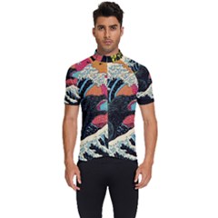 Retro Wave Kaiju Godzilla Japanese Pop Art Style Men s Short Sleeve Cycling Jersey by Modalart