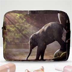 Baby Elephant Watering Hole Make Up Pouch (large) by Sarkoni