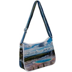 Mountains Trail Forest Yellowstone Zip Up Shoulder Bag by Sarkoni