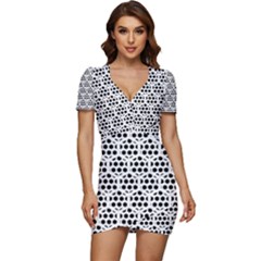 Seamless Honeycomb Pattern Low Cut Cap Sleeve Mini Dress by Amaryn4rt