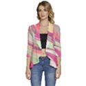 Abstract Colorful Background Wavy Women s 3/4 Sleeve Ruffle Edge Open Front Jacket View1