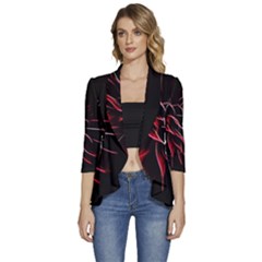 Pattern Design Abstract Background Women s 3/4 Sleeve Ruffle Edge Open Front Jacket by Amaryn4rt