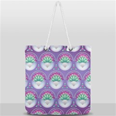 Background Floral Pattern Purple Full Print Rope Handle Tote (large) by Amaryn4rt