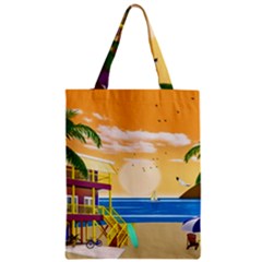 Vector Graphic Clipart Beach House Zipper Classic Tote Bag by Sarkoni