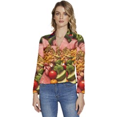 Fruit Snack Diet Bio Food Healthy Women s Long Sleeve Revers Collar Cropped Jacket by Sarkoni