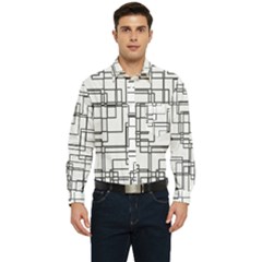 Structure Pattern Network Men s Long Sleeve Pocket Shirt  by Amaryn4rt