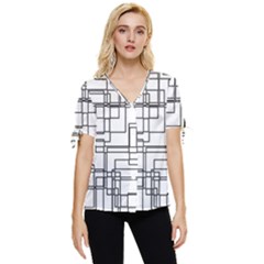 Structure Pattern Network Bow Sleeve Button Up Top by Amaryn4rt
