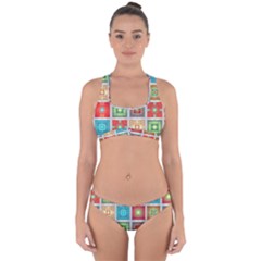 Tiles Pattern Background Colorful Cross Back Hipster Bikini Set by Amaryn4rt