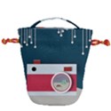 Camera Vector Illustration Drawstring Bucket Bag View1
