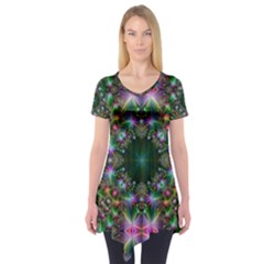 Digital Kaleidoscope Short Sleeve Tunic  by Amaryn4rt