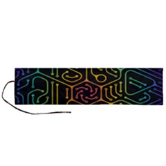 Circuit Hexagonal Geometric Pattern Background Pattern Roll Up Canvas Pencil Holder (l) by Vaneshop