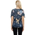 Space Theme Art Pattern Design Wallpaper Bow Sleeve Button Up Top View4