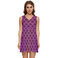 Pattern Texture Geometric Patterns Purple Tiered Sleeveless Mini Dress by Dutashop