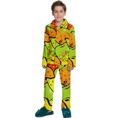 Fruit Food Wallpaper Kids  Long Sleeve Velvet Pajamas Set by Dutashop