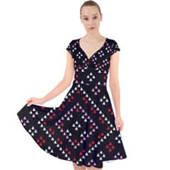 Pattern Abstract Design Art Cap Sleeve Front Wrap Midi Dress by Ravend