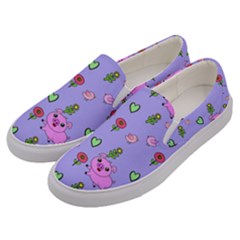 Flower Pink Pig Piggy Seamless Men s Canvas Slip Ons by Ravend