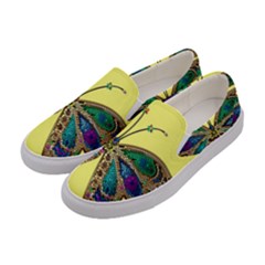 Butterfly Mosaic Yellow Colorful Women s Canvas Slip Ons by Amaryn4rt