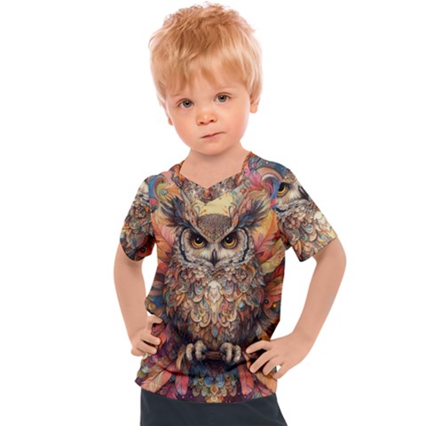 Drawing Olw Bird Kids  Sports T-shirt by Ravend