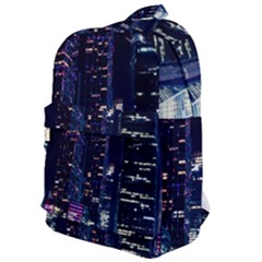 Black Building Lighted Under Clear Sky Classic Backpack by Modalart