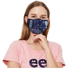 Black Building Lighted Under Clear Sky Fitted Cloth Face Mask (adult) by Modalart