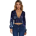 Black Building Lighted Under Clear Sky Long Sleeve Deep-V Velour Top View1