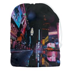 Roadway Surrounded Building During Nighttime Drawstring Pouch (3xl) by Modalart