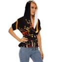 Abstract Lightweight Drawstring Hooded Top View3