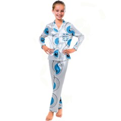 Eyes Comic Cartoon Fun Funny Toon Kids  Satin Long Sleeve Pajamas Set by Ndabl3x