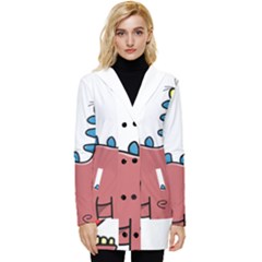 Dinosaur Dragon Drawing Cute Button Up Hooded Coat  by Ndabl3x