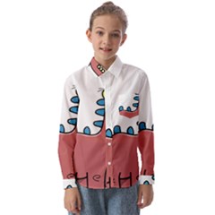 Dinosaur Dragon Drawing Cute Kids  Long Sleeve Shirt by Ndabl3x